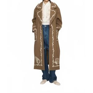 NEW ALEMAIS sammy embroidered coat in taupe